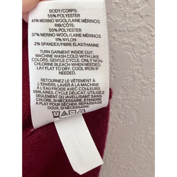 Express Mens Burgundy V-Neck Sweater XL Merino Wool Blend Preppy - Picture 5 of 8